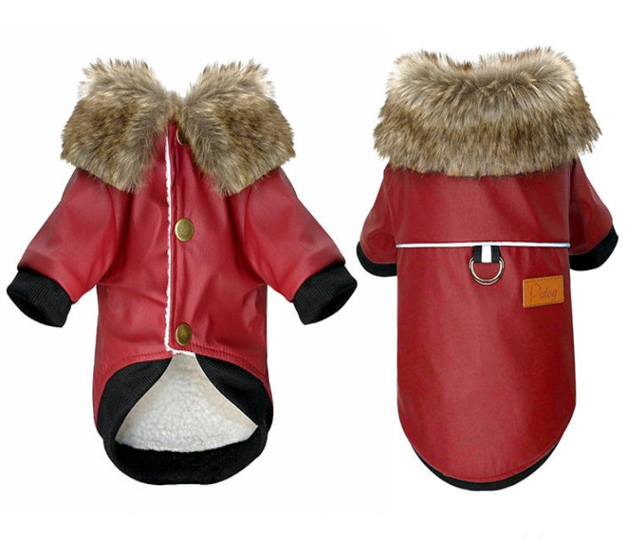 Lederjacke mit Fellkragen