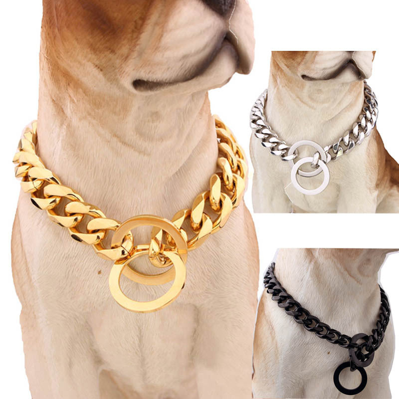 Edelstahl Halsband in schwarz, gold oder silber