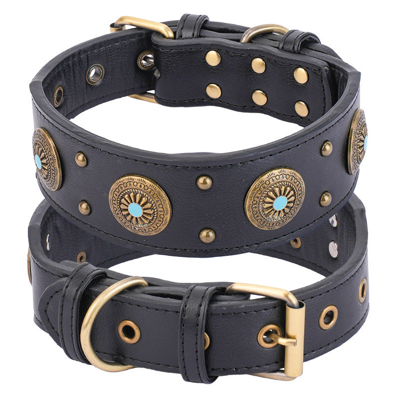 Retro-Lederhalsband für mittelgroße und große Hunde