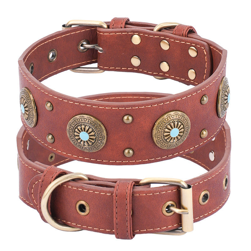 Retro-Lederhalsband für mittelgroße und große Hunde