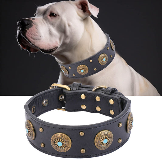 Retro-Lederhalsband für mittelgroße und große Hunde